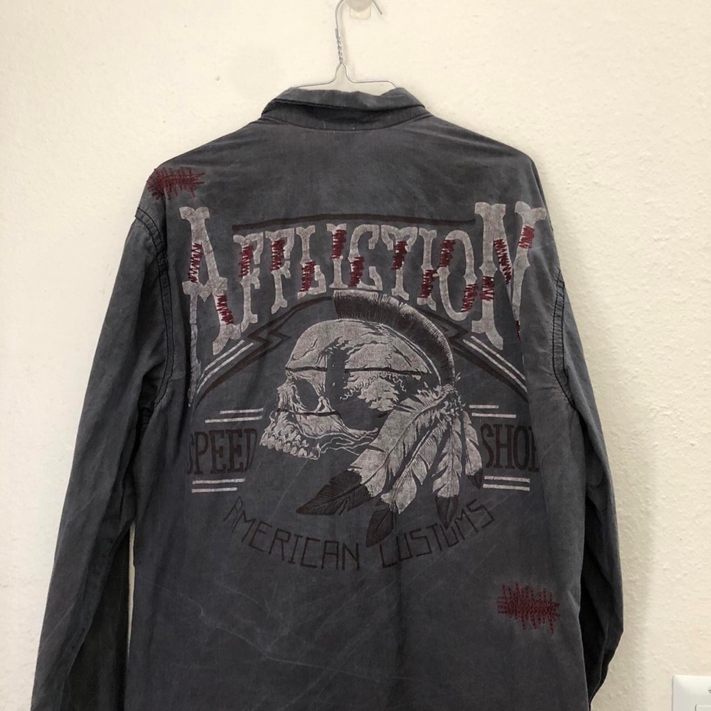 Affliction Premium Motors Live Fast Button Up Shirt Tee Goth Grunge Streetwear